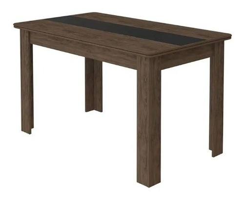 Mesa De Jantar Usada C/ Vidro Preto -140 X 80cm - Cor Pinhão