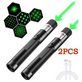 2 Unidades De Lanterna Tática Usb Green Laser Pointer 5000mw