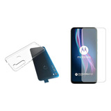 Funda Goma Transparente + Vidrio P/ Motorola One Fusion Plus
