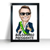 Quadro Decorativo Presidente Jair Bolsonaro Moldura A4 32cm