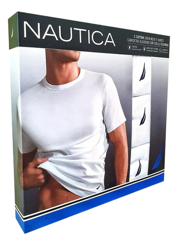 3 Pack Camiseta Cuello Redondo Nautica Algodón Caballero