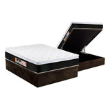 Cama Box Baú Casal: Colchão Espuma Castor D45 Black E White