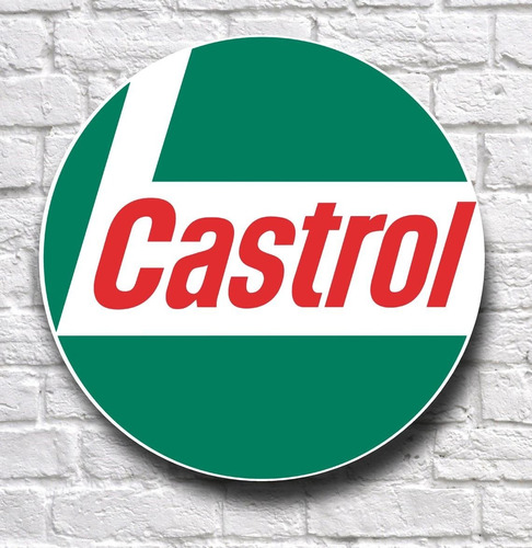 Placa Redonda Mdf Castrol Logo Moderna Decoração Garagem