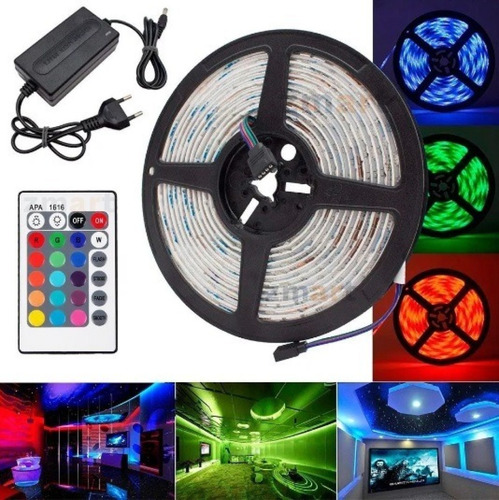 Tira Led 5050 Rgb Control Remoto 5 Mts Exterior Interior 