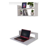 Kit Mesa Para Notebook E Prateleira C\divisória Mdf Branco