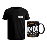 Camiseta Rock Combo Mas Vaso Mug Negro  11oz/ Personalizable