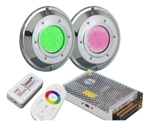 Kit Completo 2 Luces Led Rgb  Piletas Piscinas 8x3