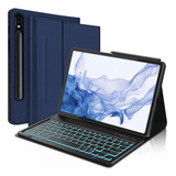 Funda Con Teclado Jademall Para Galaxy Tab S8 Plus Azul