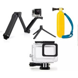 Kit Caixa Estanque Acessórios Gopro 7 Flutuante Bastao 3 Way