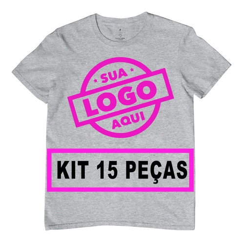 Kit 15 Camisetas Camisa Personalizada Logo Empresa Algodão 