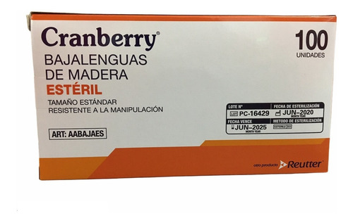 Bajalenguas Madera Estéril Cranberry X100