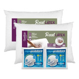 Kit 2 Travesseiros Real Látex Perfil Médio Duoflex E 2 Capas