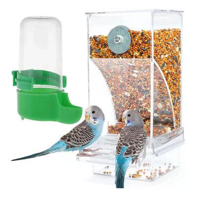 Comederos De Pájaros Sin Ensuciar Con Dispensador De Agua Automático De Acrílico Transparente Para Contenedores De Alimentos Para Jaula, Alimentador Automático De Loros, Contenedores De Semillas | MercadoLibre
