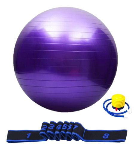 Bola Pilates Suíça 45cm Mais Fita Alongamento Faixa Elástica