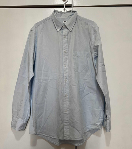 Camisa Uniqlo Listrada Azul G (brechó)