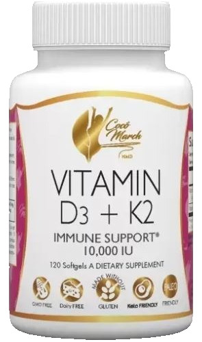 Vitamina D3 (10000 Iu) + K2 (180mcg) X120 Softgels Importado