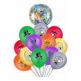 Pack De 12 Globos + Metalizado Plantas V/s Zombie 44 Cm