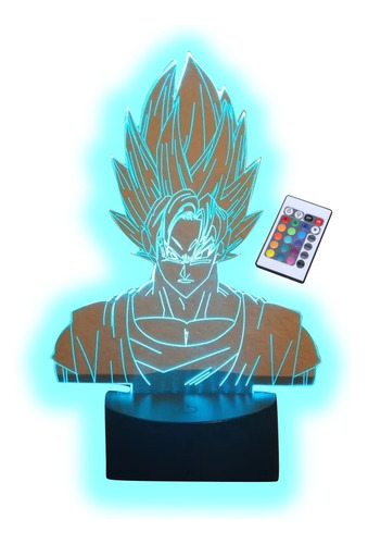 Lampara 3d Ilusion  Cara Goku Dragon Ball Z Bse Negr Control