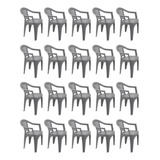 Combo 20 Cadeiras Com Braços Tramontina Iguape Cinza