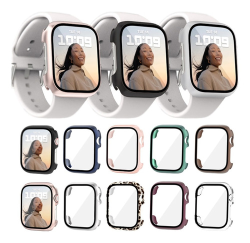 Protector Carcasa Para Apple Watch 7, 6... 44-45mm Vidrio Hd