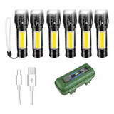 Lampara Tactica Recargable Led 2500l Linterna Lateral 6pcs