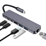 Hub Tipo C Multipuerto 6 En 1 Hdmi 4k/ethernet/2 Usb 3.0