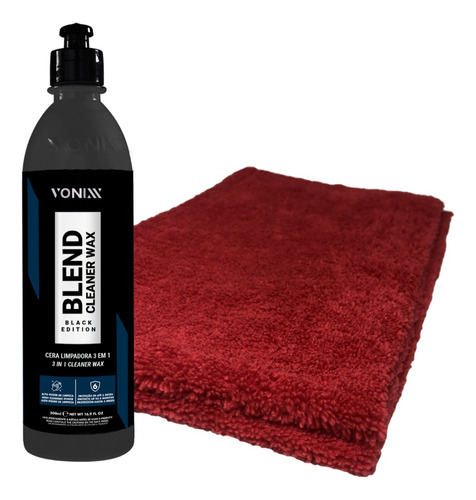 Kit Blend Cleaner Wax Black Edition 500ml + Pano Microfibra 