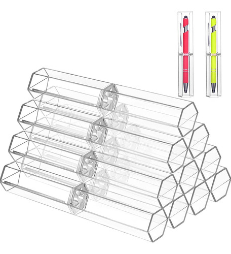10 Cajas De Bolígrafos Acrílicos, Transparente, Con Forma De