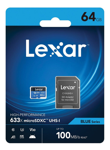 Tarjeta De Memoria Lexar 64 Gb Micro 633x Sdxc Uhs-i Clase10