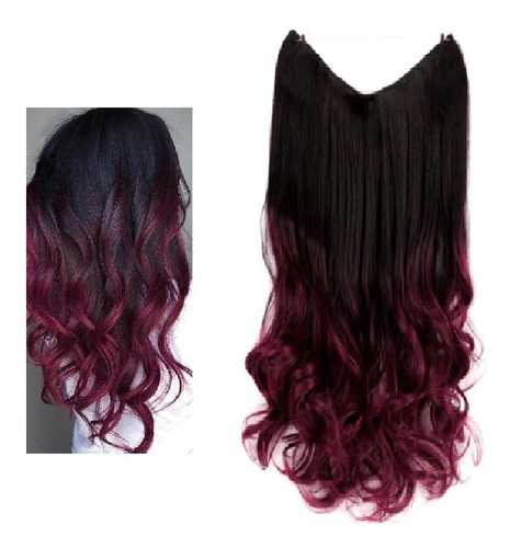 Aplique Mágico Cabelo Invisível Tiara Ombre Hair Marsala