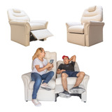 Juego Sillones Reclinables Living 2-1-1 Ecocuero Combo