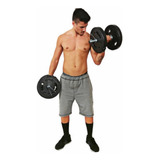 Kit Musculação 2 Barras + 32kg Anilhas Em Pvc