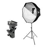 Kit Soft Box Octa 80cm Greika Para Flash Speedlite E Tripé