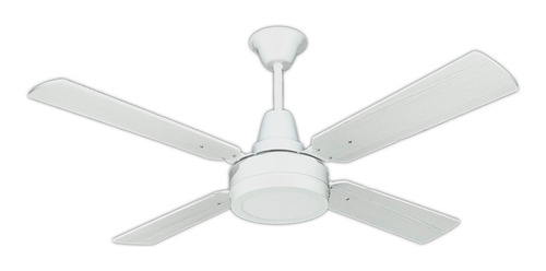 Ventilador De Techo Blanco Con Led 18w Y Aspas Madera Blanca