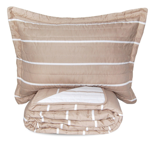 Cover Acolchado Verano 1½ Plazas Reversible + Funda - Beige