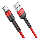 Cable Carga 2.4a Para Microv8 /tipoc/ltcompatible Con iPhone Color Rojo Tipo C