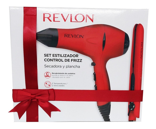 Combo Revlon Secador + Plachita Rvdr5230rla2a Rojo