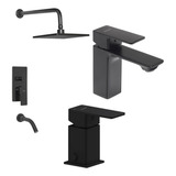 Combo Griferia Peirano Soria Black Lavatorio Bidet Ducha 