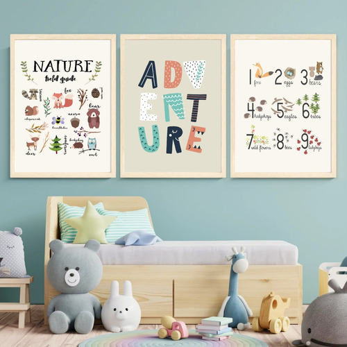 Set X3 Cuadros Animalitos Adventure Completos 20x30