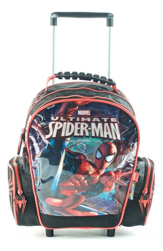 Mochila Spiderman Hombre Araña Jardin Preescolar Carro Más De 12 Pulgadas Con División