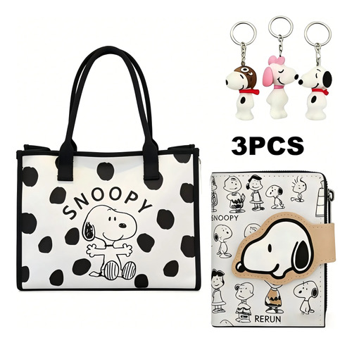 Combo Snoopy Bolsa Bandolera Y Billetera Peanuts Para Mujer