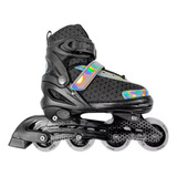 Patins Inline Preto Laser Ajustável 34/37 - Unitoys