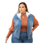 Roupas Grandes Feminina Colete Jeans  Plus Size Com Lycra