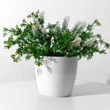 Planta Flores Artificiales Lavanda Blanca 40cm Con Maceta 