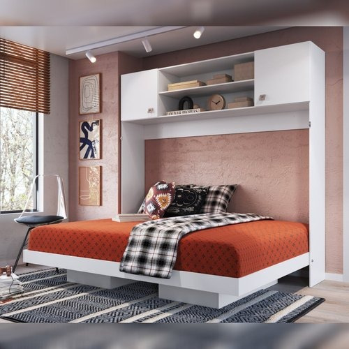 Cama Rebatible 2 Plazas Horizontal + Baulera