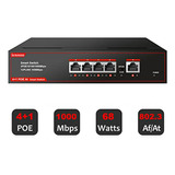 Switch Poe De 5 Puertos, 4 Gigabit Poe Con 1 Puerto Uplink, 