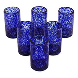 Vasos De Jugo De Vidrio Reciclado Azul Confetti 'marine' De 