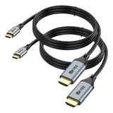 Cable Usb C A Hdmi De 6 Pies, Paquete De 2 Unidades, 4k 60hz