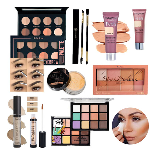 Kit De Maquillaje Profesional Bases Polvos Correctores Rubor