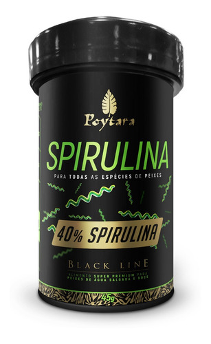 Ração Poytara Spirulina 40% Black Line 45g Sem Corantes
